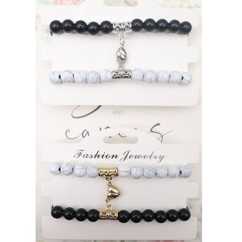 12pk Friendship Heart Charm Bead Bracelet