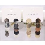 12pk High Polish Metal Disc Drop Earrings