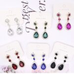 12pk Bold Tear Drop Triple Bridal Earrings