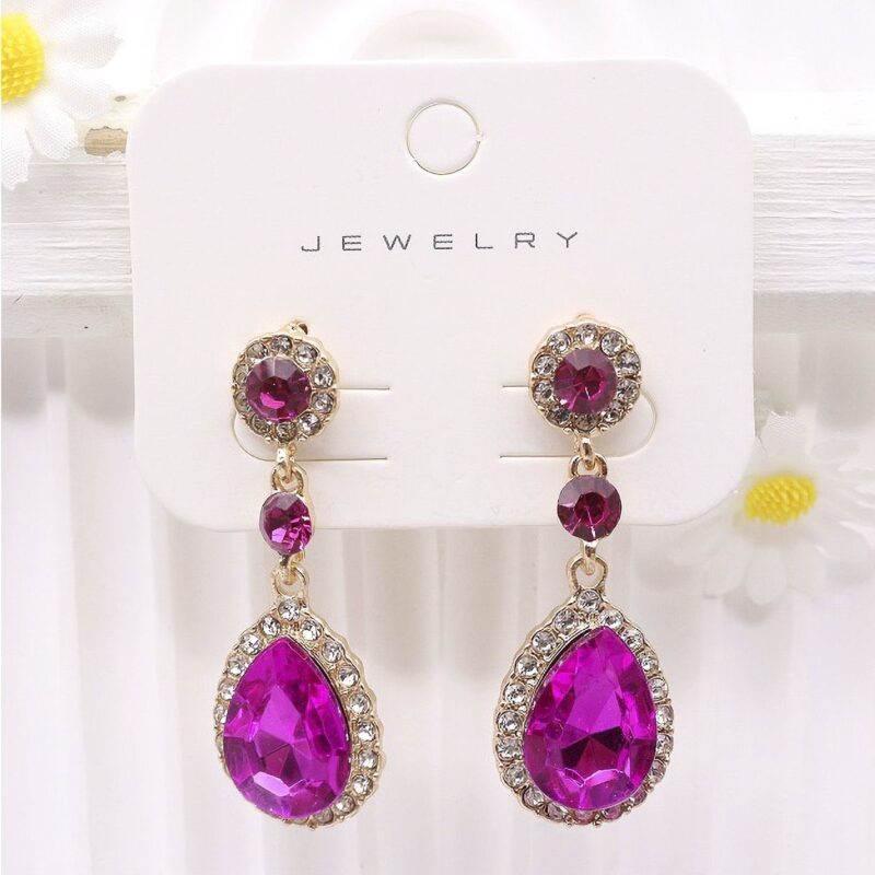12pk Bold Tear Drop Triple Bridal Earrings