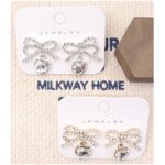 12pk Rhinestone Bow Stud Dangle Crystal Stud