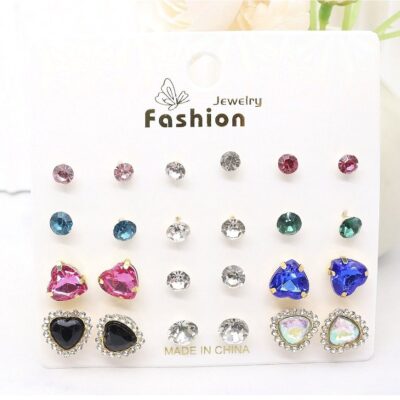 12pk Heart Circle Theme Dozen Stud Sets
