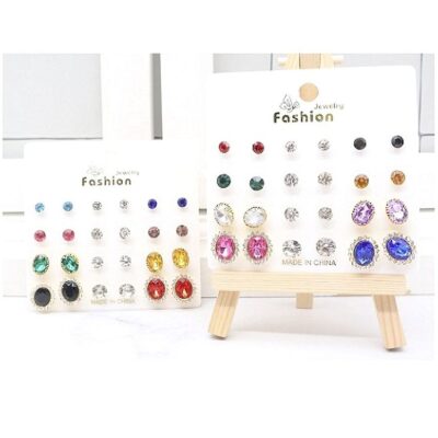 12pk Oval Circle Theme Dozen Stud Sets