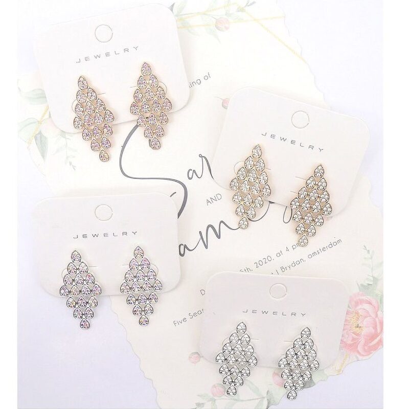 12pk Rhinestone Lozenge Bridal Dangle Earrings