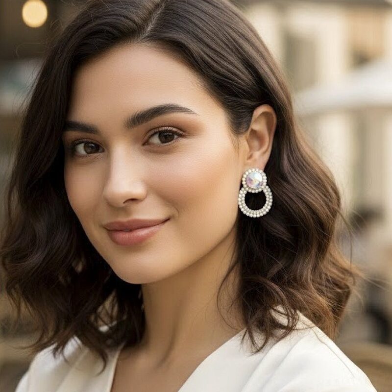 12pk Bold Ston Point Double Loop Earrings