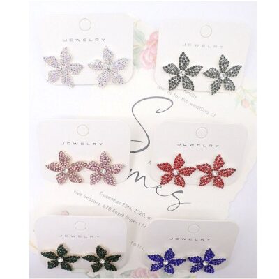 12pk Halo Rhinestone Flower Stud Earrings