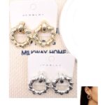 12pk Twisted Circle Dangle Metalic Earrings