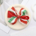 12pk Red White Green Striped Hair Bow Clip