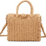 Handwoven Rattan Crossbody Bag with Top Handle