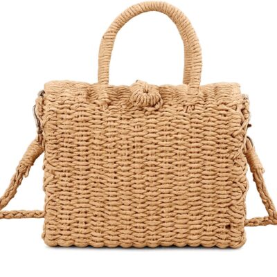 Handwoven Rattan Crossbody Bag with Top Handle