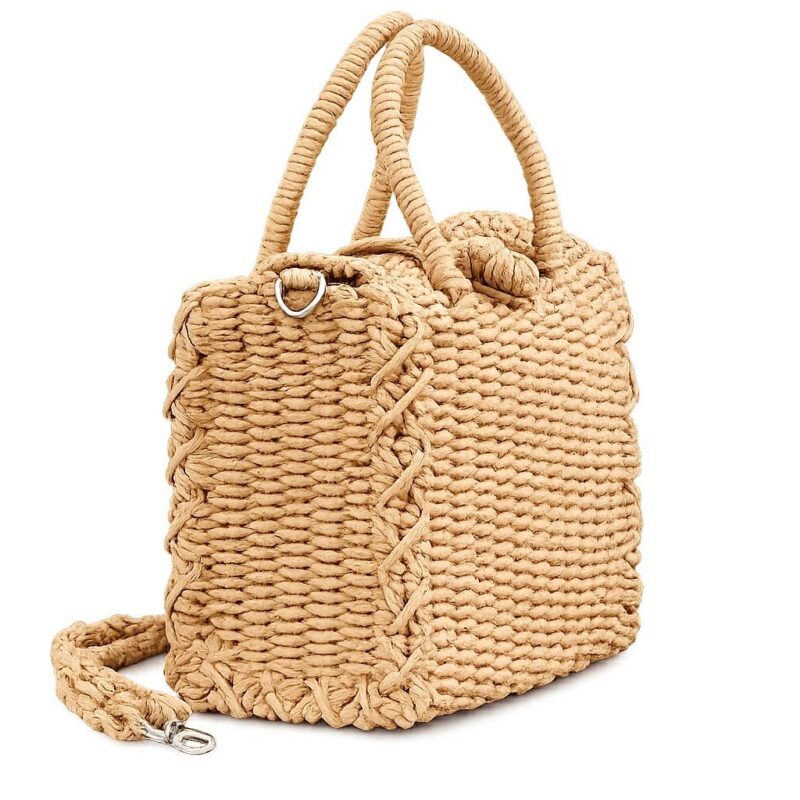 Handwoven Rattan Crossbody Bag with Top Handle