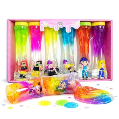 6pk K-Pop Girls Figure Glitter Crystal Slime Toy