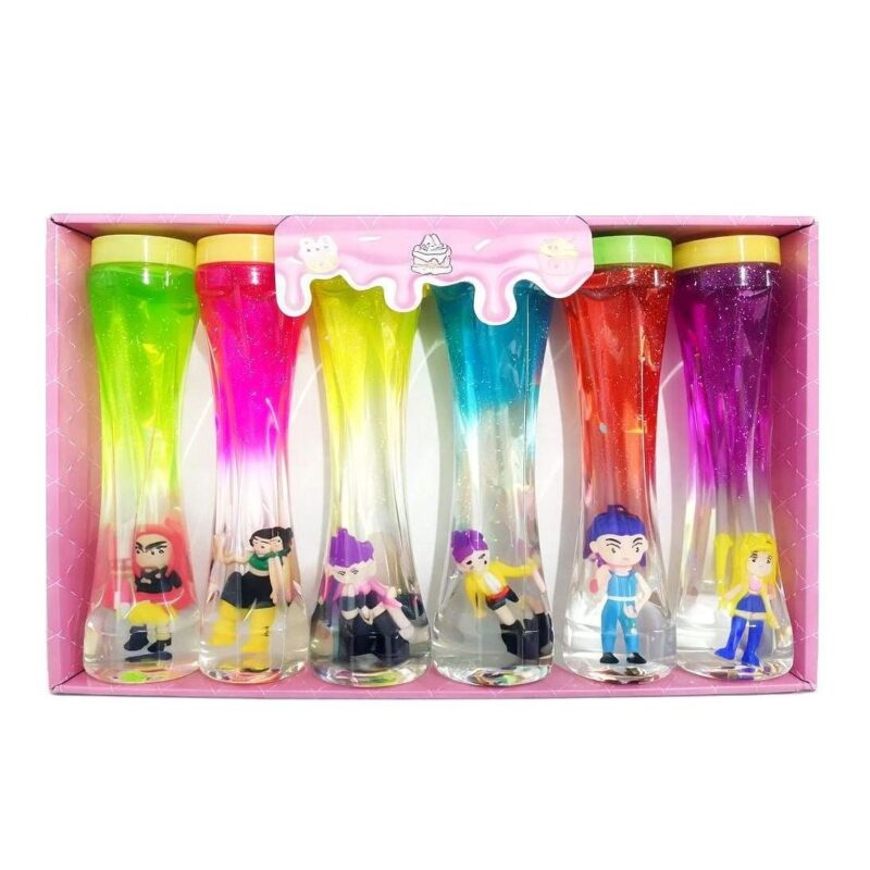 6pk K-Pop Girls Figure Glitter Crystal Slime Toy