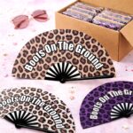 12pk Large Folding Hand Fan Leopard Print Statement Fan