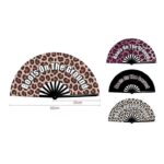 12pk Large Folding Hand Fan Leopard Print Statement Fan