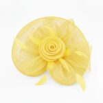 FF805YE Mesh Flower Fascinator Kentucky Derby Teaparty Tulle Elegant Chic