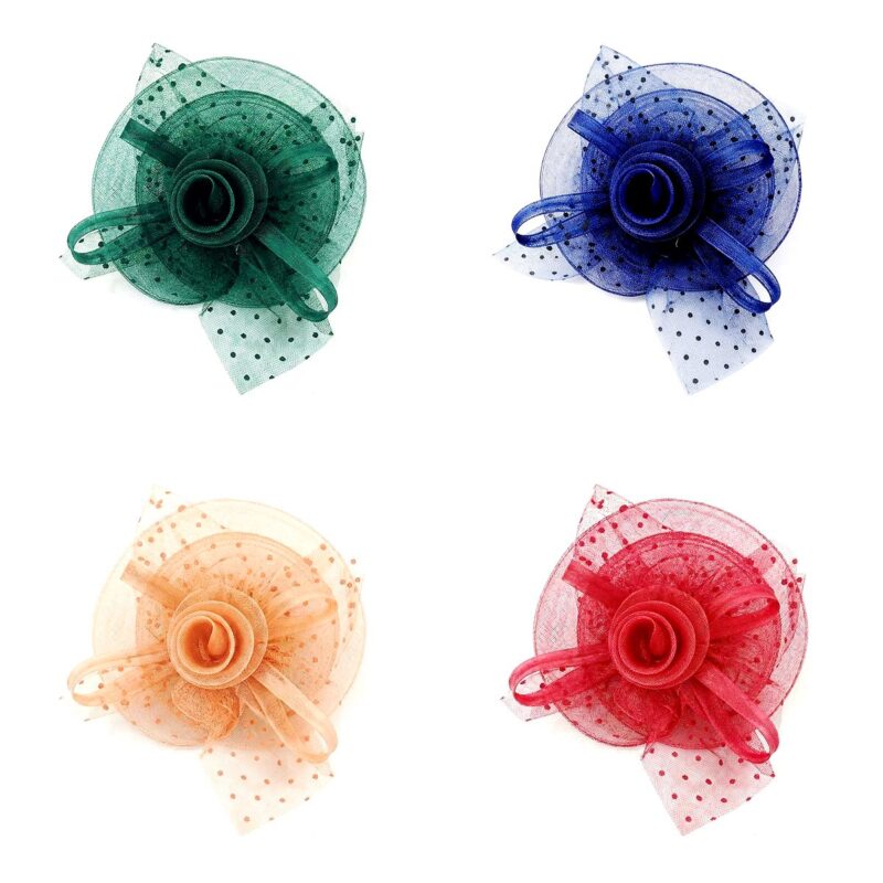 Mesh Flower Fascinator Kentucky Derby Teaparty Tulle Polka Dot Chic