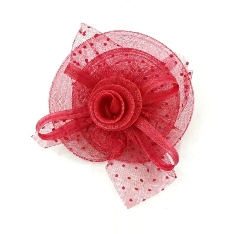 Mesh Flower Fascinator Kentucky Derby Teaparty Tulle Polka Dot Chic