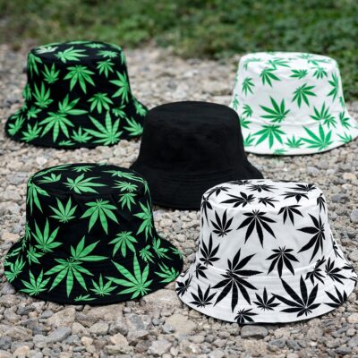 12pk Reversible Leaf Print Bucket Hat Assorted Colors