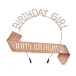 HP5218-1RG Glitter Birthday Girl Headband Happy Birthday Sash Set