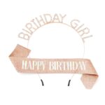 HP5218-1RGAB Glitter Birthday Girl Headband Happy Birthday Sash Set