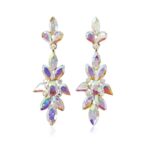 JE7304GDAB Marquise Teardrop Crystal Casting Dangle Earrings