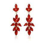 JE7304RD Marquise Teardrop Crystal Casting Dangle Earrings