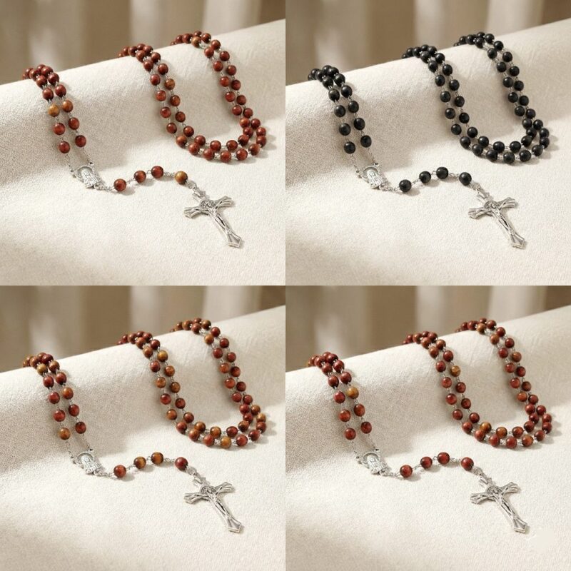 12pk Wooden Guadalupe Mary Cross Rosary Mix