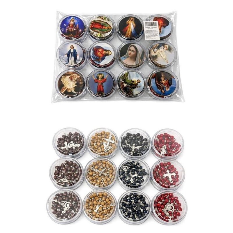 12pk Wooden Guadalupe Mary Cross Rosary Mix