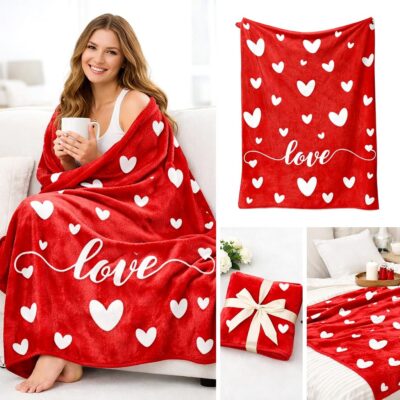 Lovely Heart Love Red Oversize Blanket