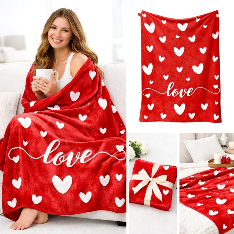 Lovely Heart Love Red Oversize Blanket
