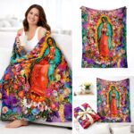 SS51122-41 Our Lady Guadalup Mary Floral Graphic Blanket