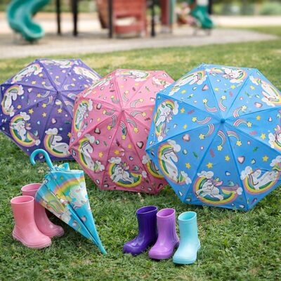 4pk Unicorn Rainbow Kids Automatic Umbrella