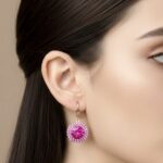 AER1834a 12pk Stunning Halo Circle Stone Fishhook Dangle Earrings
