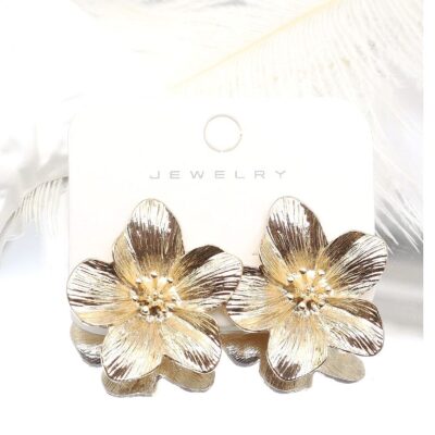 12pk High Polish Casting Flower Gold Silver Stud Earrings