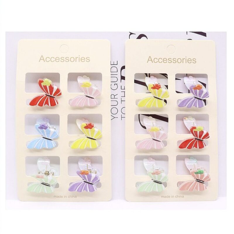 12pk Mini Butterfly Hair Claw Clip Set Colorful Cute Hair Accessories for