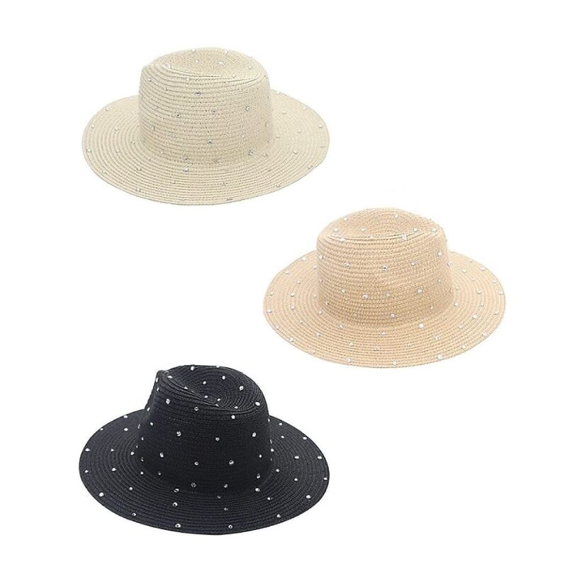 12pk Rhinestone Straw Hat Assorted Pack Summer Sparkle Boutique Fashion Hat