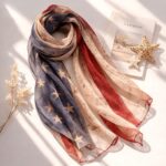 Vintage American Flag Kimono Shawl Swim Coverup Lightweight Summer Wrap