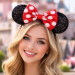 Polka Dot Mouse Ear Sequin Bow Mouse Ears Theme Park Headband Minnie