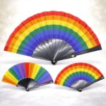 FN0350 Rainbow Pride Folding Hand Fan – Colorful LGBT Pride Fan, Festival Party Cooling