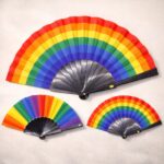 FN0350a Rainbow Pride Folding Hand Fan – Colorful LGBT Pride Fan, Festival Party Cooling