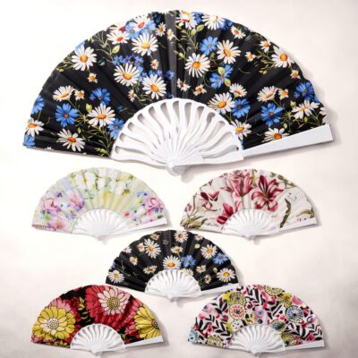 6 Color Assorted Daisy Floral Folding Hand Fan – Summer Cooling Fan, Vintage