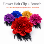 Velvet Flower Hair Clip and Brooch Pin Multi Use Floral Hair Accessory Red
