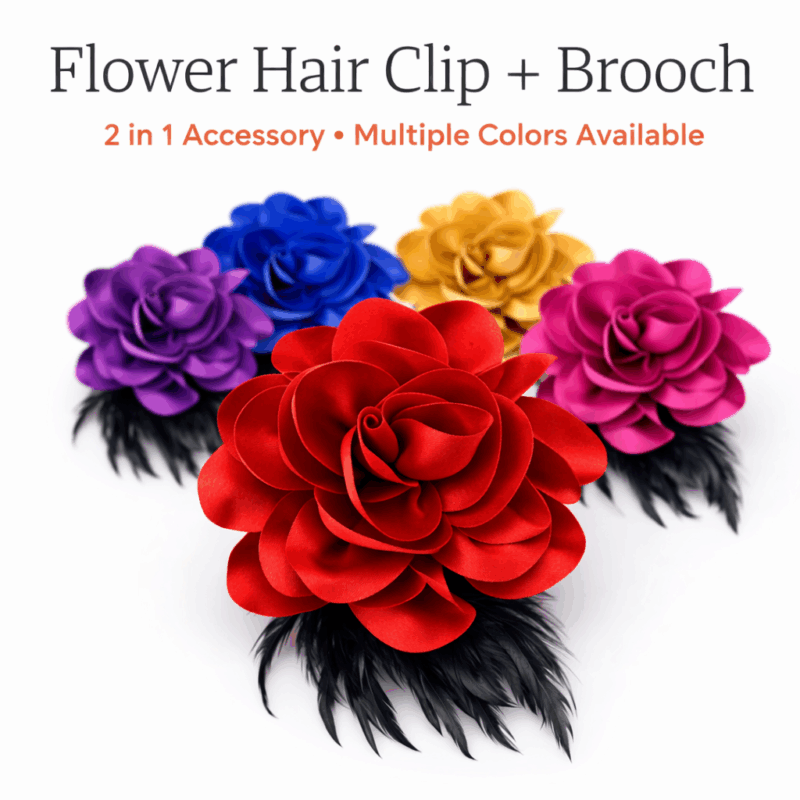 Velvet Flower Hair Clip and Brooch Pin Multi Use Floral Hair Accessory Red