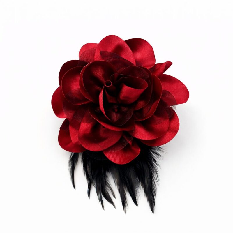 Velvet Flower Hair Clip and Brooch Pin Multi Use Floral Hair Accessory Red