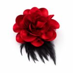 Velvet Flower Hair Clip and Brooch Pin Multi Use Floral Hair Accessory Red
