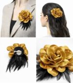 Velvet Flower Hair Clip and Brooch Pin Multi Use Floral Hair Accessory Red