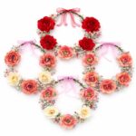 Floral Flower Crown Headband Bridal Flower Halo Wedding Festival Hair Wreath Red