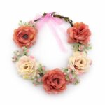 Floral Flower Crown Headband Bridal Flower Halo Wedding Festival Hair Wreath Red