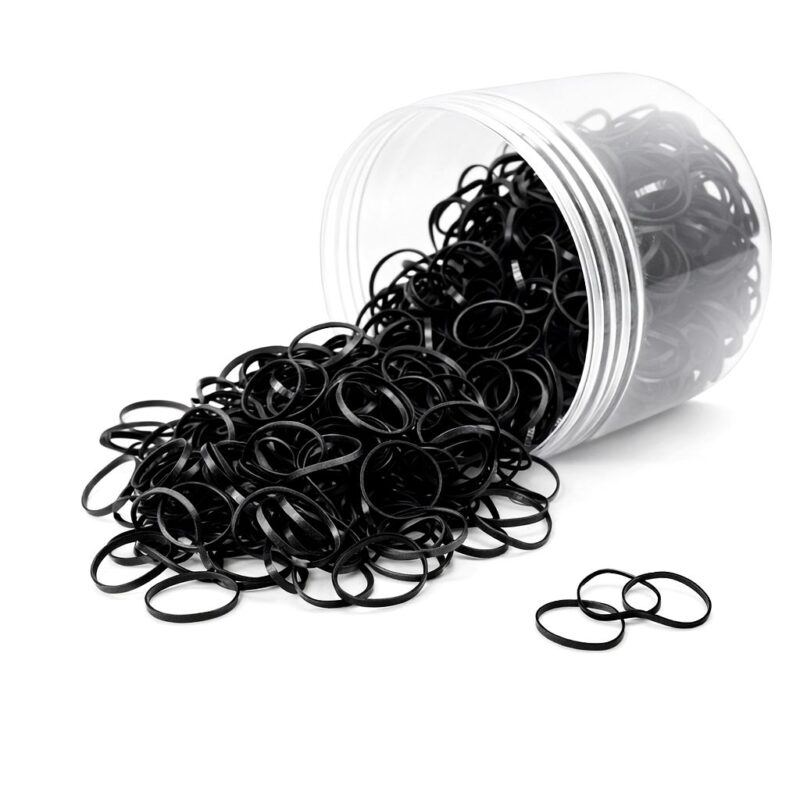 12pk Mini Black Elastic Hair Ties Soft Stretch Small Rubber